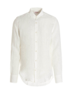Mc2 Saint Barth Naxos Linen Shirt With Mandarin Collar In White