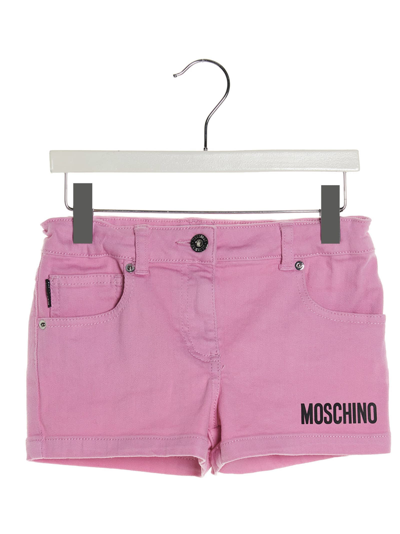 Moschino Kids Logo Denim Shorts (4-14 Years) In Pink