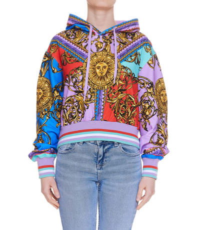 Versace Jeans Couture Sun Flower Garland Print Hoodie In Multicolor