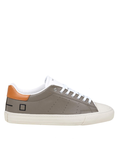 Date Army Color Leather Sneakers In Military