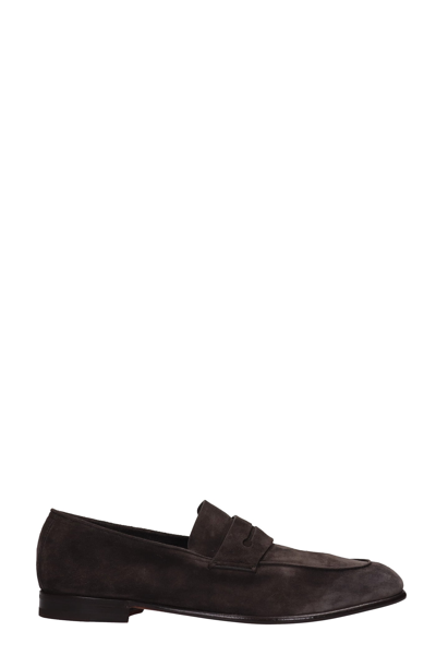 Ermenegildo Zegna Loafers In Grey Suede In Brown