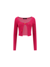 Versace Safety Pin Cropped Cardigan In Cerise (fuchsia)
