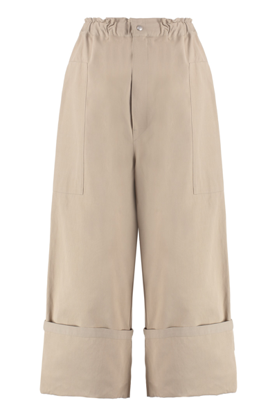 Moncler Genius 2 Moncler 1952 - Cotton Blend Wide Leg Trousers In Beige