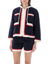 Undercover Hooded Chenille Zip Jacket In Navy