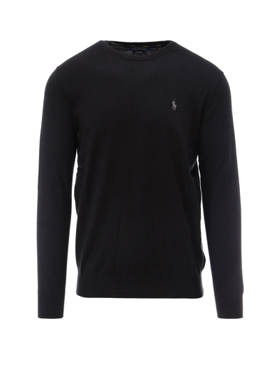 Polo Ralph Lauren Logo Embroidered Crewneck Sweater In Black