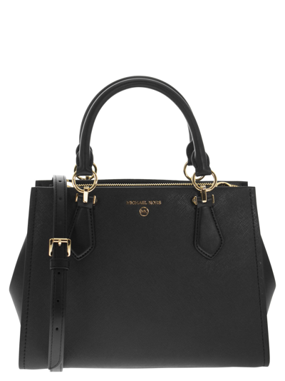 Michael Michael Kors M Michael Kors Woman's Black Leather Marilyn  Handbag  With Logo