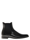 DOLCE & GABBANA BRUSHED BLACK LEATHER ANKLE BOOTS