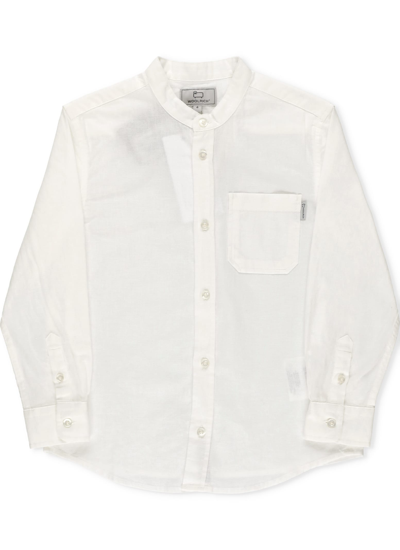 Woolrich Kids' Cotton And Linen Shirt In Bianco