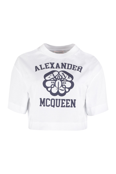 Alexander Mcqueen Cropped T-shirt In White
