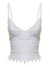 Charo Ruiz Dana Cropped Crocheted Lace-paneled Cotton-blend Top In White