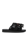 Suicoke Moto-cab Fringed Sandals In Black