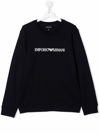 Emporio Armani Spellout Logo-print Modal And Cotton-blend Sweatshirt 4-16 Years In Blu