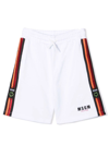 Msgm Teen Logo-tape Track Shorts In Bianco