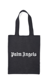 Palm Angels Black Wool Blend Shopping Bag In Black
