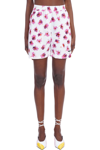 Msgm Floral-print Cotton Shorts In White