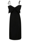 Msgm Bow-front Midi Dress In Black