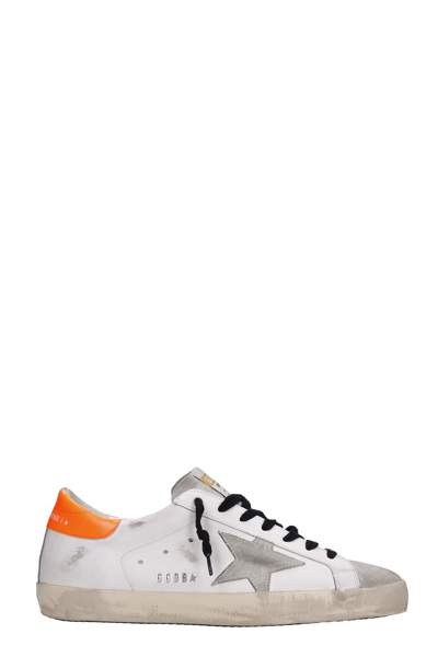 Golden Goose Superstar Distressed Leather Sneakers In White