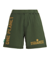 Dsquared2 Logo Print Green Track Shorts In Chlorophyll