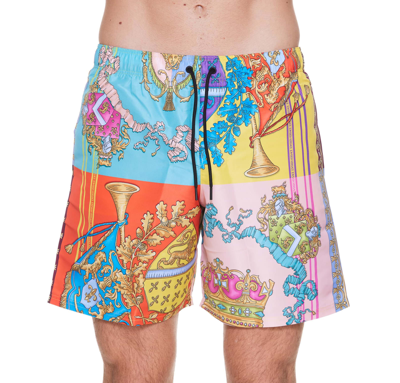 Versace Baroque-pattern Print Swim Shorts In Multicolor