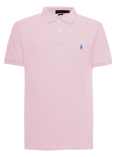 Polo Ralph Lauren Man Pink Cotton Piquet Polo Shirt Logo
