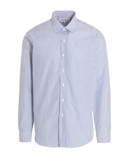 Maison Margiela Striped Cotton-poplin Shirt In Blue