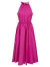 Michael Michael Kors M Michael Kors Womans Cotton Poplin Long Dress With Cut Out Details In Fuchsia