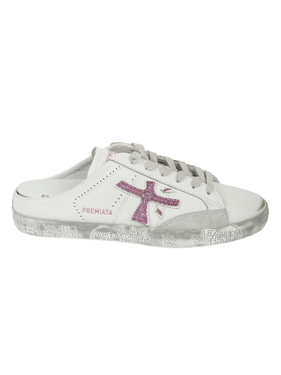 Premiata Steven Sneakers In White Leather In Bianco