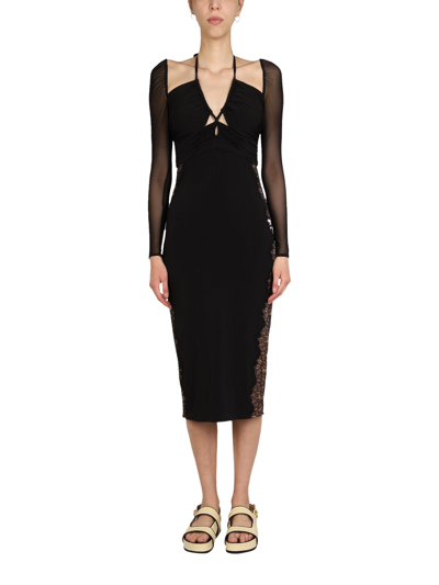 Self-portrait Dress With Lace Details In Black