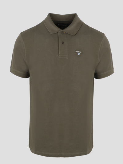 Barbour Embroidered Logo Polo Sports In Dark Olive