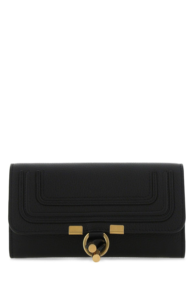 Chloé Marcie Long Leather Wallet In Black