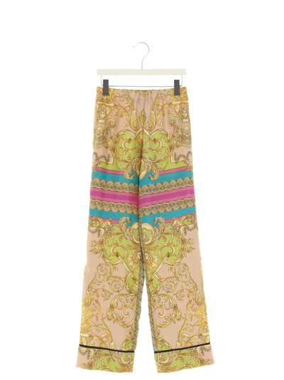 Versace Kids' Baroque-print Wide-leg Trousers In Fantasia