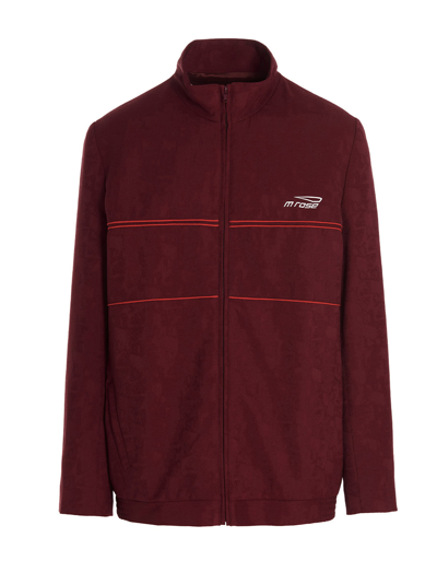 Martine Rose Logo-jacquard Piped Wool Track Jacket In Bordeaux