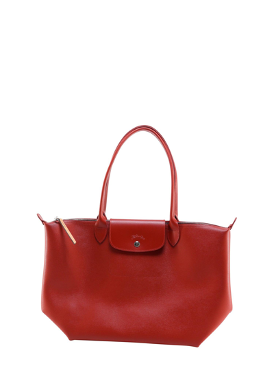 Longchamp Le Pliage Logo Embossed Tote Bag In Terracotta