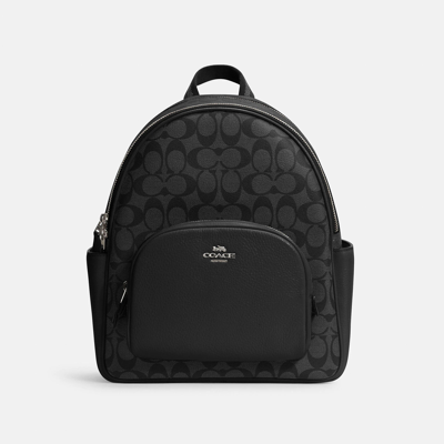 Coach Court Backpack In Signature Canvas In Black