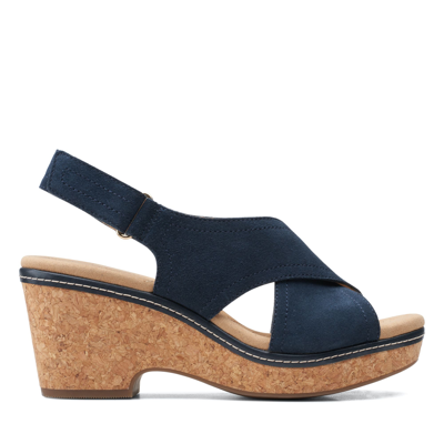 Clarks Giselle Cove Womens Suede Slingback Platform Sandals In Blue