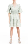 Maxstudio Smocked Waist Stripe Mini Dress In Green-m2103