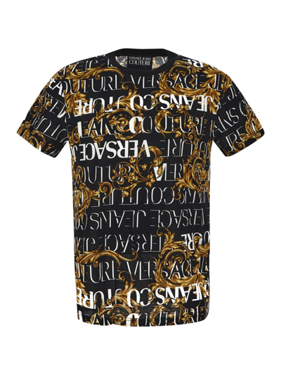 Versace Jeans Couture Baroque Print Tee In Black