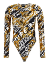 Versace Jeans Couture Top Lycra Print Brush Couture Body In Black