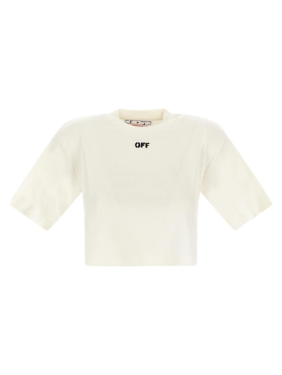 Off-white Logo Detail Cropped T-shirt In White