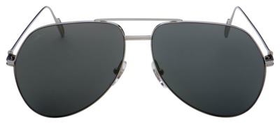 Cartier Grey Aviator Unisex Sunglasses Ct0110s 011 60 In Grey,silver Tone
