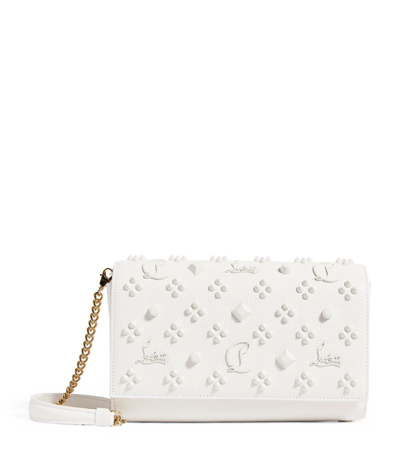 Christian Louboutin Paloma Leather Clutch Bag In Bianco/bianco