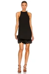 Saint Laurent Feather-trim Sleeveless Mini Dress In Noir