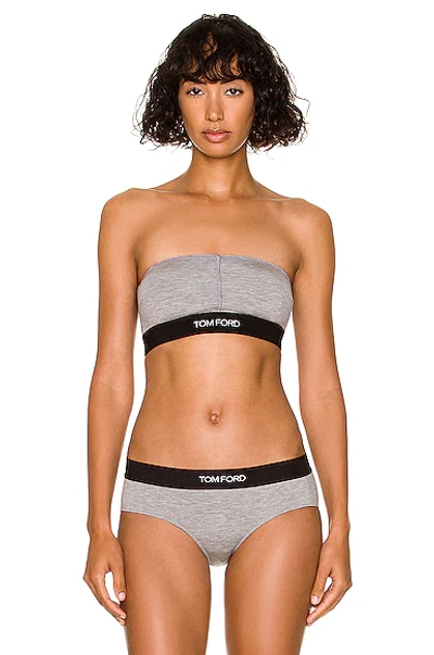 Tom Ford Signature Jersey-modal Bandeau Top In Grey Melange