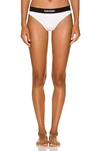 Tom Ford Signature White Thong With Branded Waistband In Stretch Modal Woman