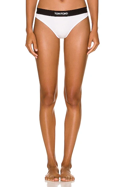 Tom Ford Logo-waistband Thong In White