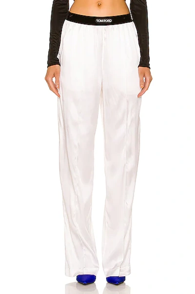 Tom Ford Straight-leg Silk-blend Trousers In White