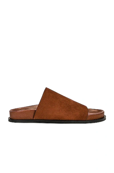 A.emery Luca Leather Slide Sandals In Brown