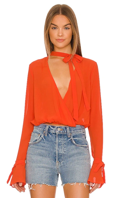 House Of Harlow 1960 X Revolve Joli Tie Cuff Blouse In Red