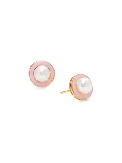 Saks Fifth Avenue Women's Gold Over Silver & 6-6.5mm Freshwater Pearl Stud Earrings