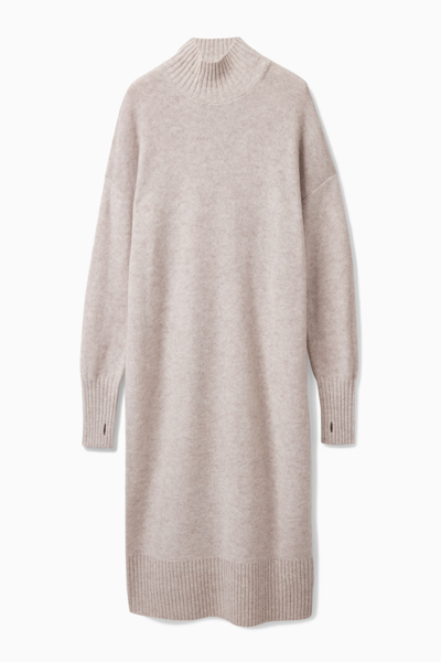 Cos Longline Knitted Dress In Beige | ModeSens